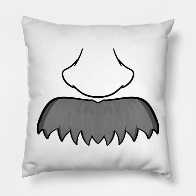 Manly Gray Mustache  - Face Mask Pillow by PorinArt