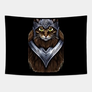 Viking Cat in Armour Tapestry