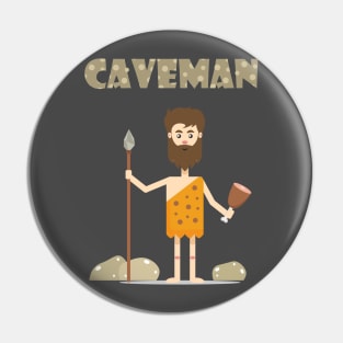 Bearded Caveman With Food And Spear Pin
