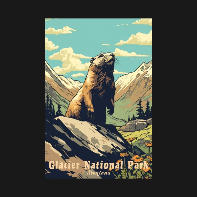 Glacier National Park Travel Poster by GreenMary Design