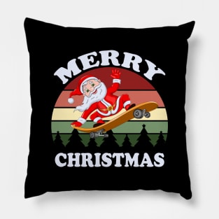 christmas skateboarding santa Pillow