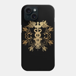 Abstract Floral Caduceus - Gold Phone Case