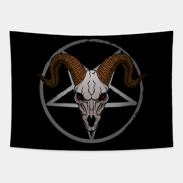 Hail Satan Goat Skull Tapestry by SFPater