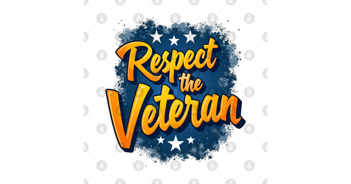 'Respect the Veteran'- Gold Script and Stars Patriotic Appreciation T ...