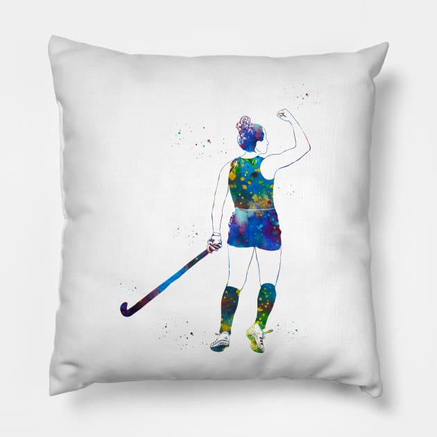 Field Hockey Player Girl Pillow by erzebeth