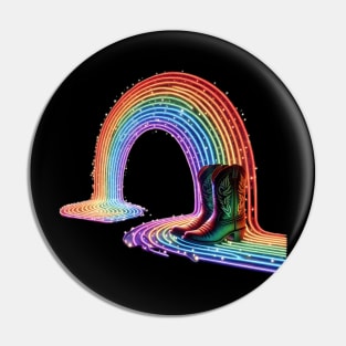 Neon Rainbow Cowboy Boots Pin