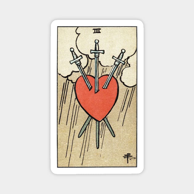 THREE OF SWORDS Magnet by WAITE-SMITH VINTAGE ART