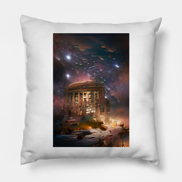 Starry Night Library | National library week | literacy week Pillow by PsychicLove