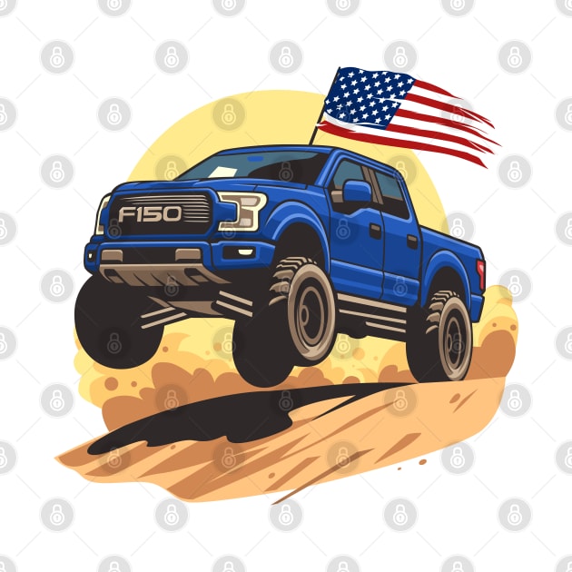 F150 car truck offroad jump on desert blue by creative.z