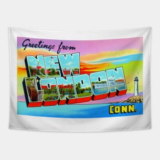 Greetings from New London, Connecticut - Vintage Large Letter Postcard Tapestry