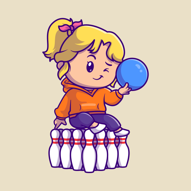 Cute Girl Playing Bowling Cartoon by Catalyst Labs