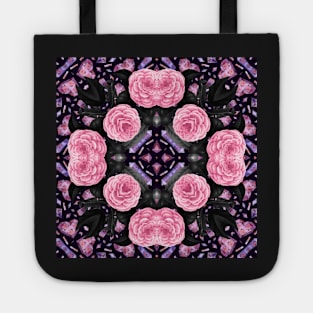 Crystal Hearts and Flowers Valentines Kaleidoscope pattern (Seamless) 13 Tote