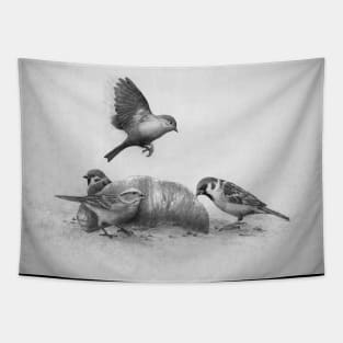 Parisian Sparrows Tapestry