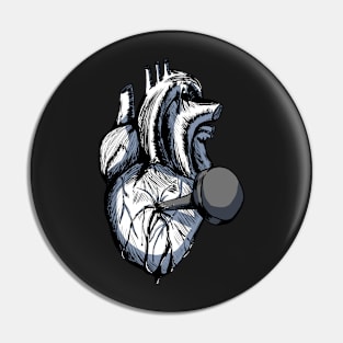 Nailed Through the Heart (Black and White) Pin