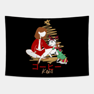 Owner love coffee and dogs -christmas day Tapestry