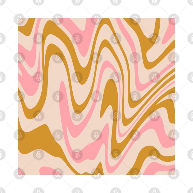 70s Retro Swirl Pink and Gold Color Abstract by Trippycollage