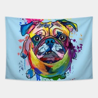 Splatter Paint Pug Tapestry