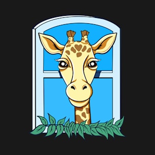 Cute Peeking Giraffe in the Window T-Shirt