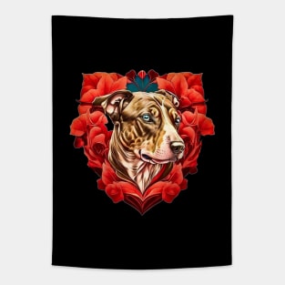 Light Brown Pit Bull Terrier Art Nouveau Portrait Tapestry