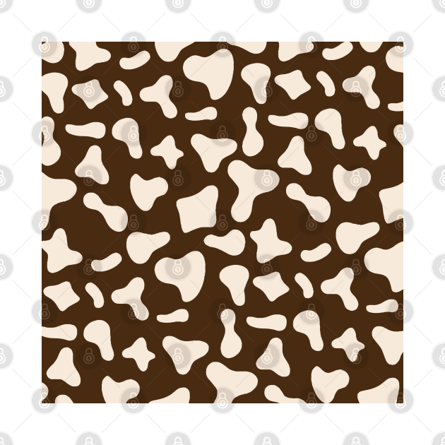 Milk Dairy Cow Print Pattern on Chocolate Background by Cow Print Stuff