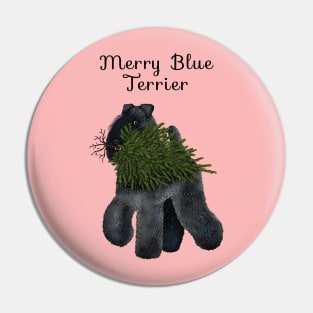 Merry Blue Terrier (Pink Background) Pin