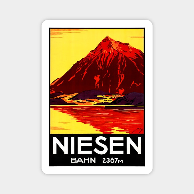 Vintage Travel Poster Niesen Switzerland Magnet by vintagetreasure