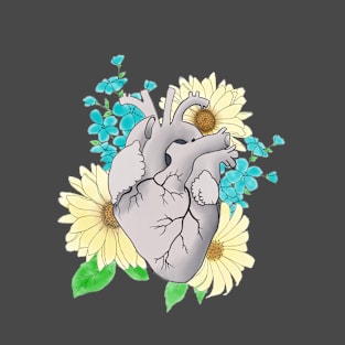 Floral anatomical heart T-Shirt