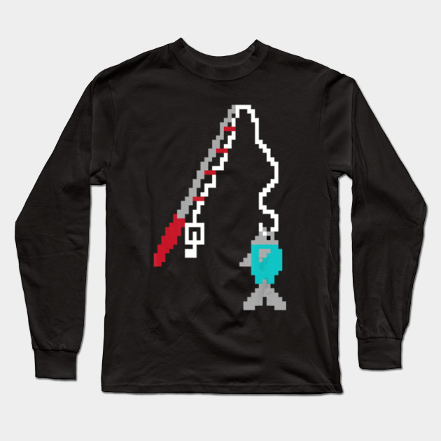 Boys Fishing Shirt Pixel Rod Fish Gamer Gift Gaming Apparel Boys Fishing Long Sleeve T Shirt Teepublic