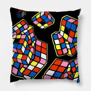 Cubes playful rainbow geometric retro 80s kid pattern Pillow