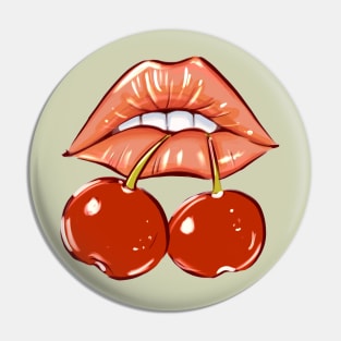 Vintage Cherry Lips Pattern Pin