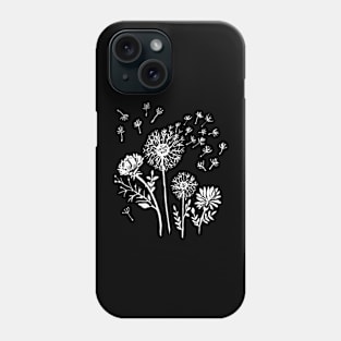 Dandelions & Flowers, Hand Drawn, Hippie, Boho, Nature, Wildflowers Phone Case