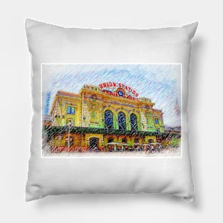 Denver Union Station Sketched Pillow