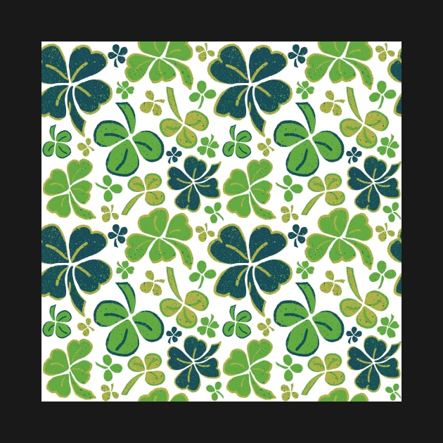 Green Lucky Clover Hand Drawn Pattern by OneLook