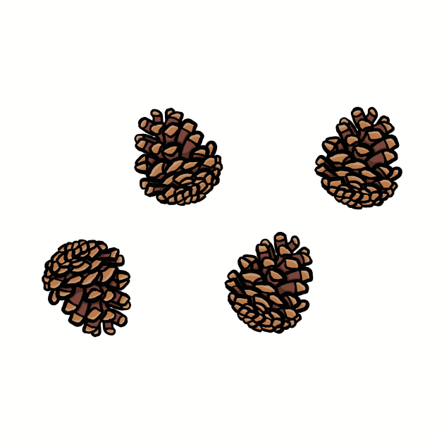 Simple cartoon pinecone pattern digital illustration, autumn nature trees woody by AlmightyClaire