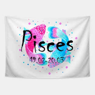 Pisces Zodiac Watercolor Pink February March Birthday Tapestry