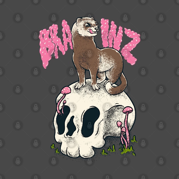 Ferret Craving for Brains - Cute Ruthless Killer Funny Carpet Shark Dook by anycolordesigns