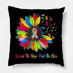 Fight Cancer In All Color Ribbon Spread The  Find a Cure Pillow