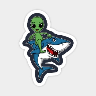 Alien rides shark cowboy rodeo gift idea present Magnet