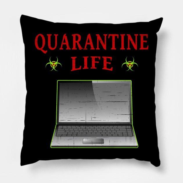Quarantine Life Self Isolation Binge Watching Pillow by Capital Blue