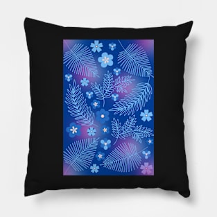 Light Blue leaves and flowers pattern Pillow