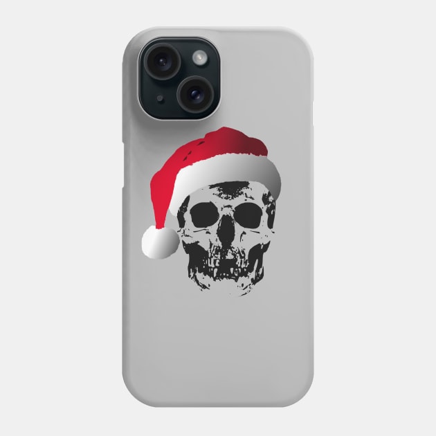 Funny Gothic Skull In Santa Claus Hat Distressed Phone Case by Mindseye222