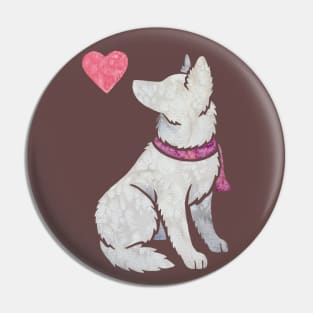 White Shepherd watercolour Pin