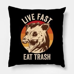 Live Fast Eat Trash Opossum Pillow