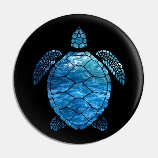 Cute Ocean Wave Turtle - Hawaiian Sea Turquoise Turtle Black Pin