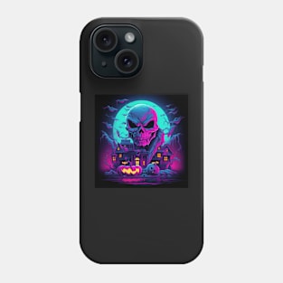 Halloween skull on the roof of a mansion Phone Case