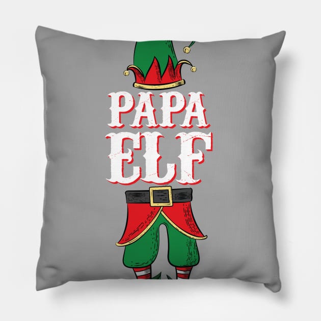 Papa Elf - Mom and Dad Matching Family Christmas design Pillow by Vector Deluxe