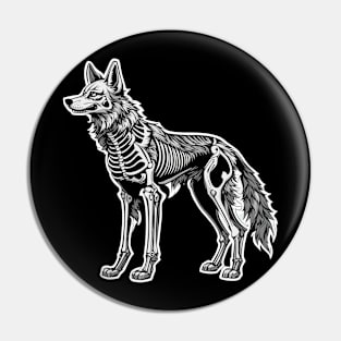 Wolf Skeleton Illustration Pin