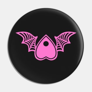 Planchette with Wings - Pink on Black Pin