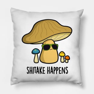 Shitake Happens Cute Mushroom Pun Pillow