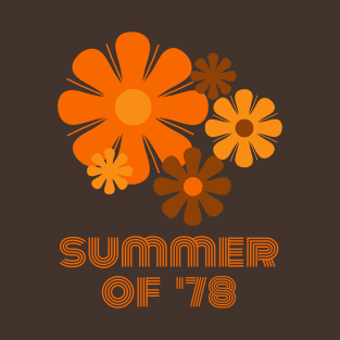 Summer of '78 Retro 70s Flowers Brown and Orange T-Shirt